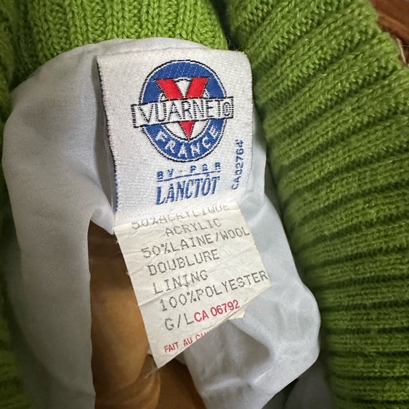 Vintage Women’s Large / Men’s Medium Vuarnet Knit Sweater Lime Green + Purple - Picture 6 of 6